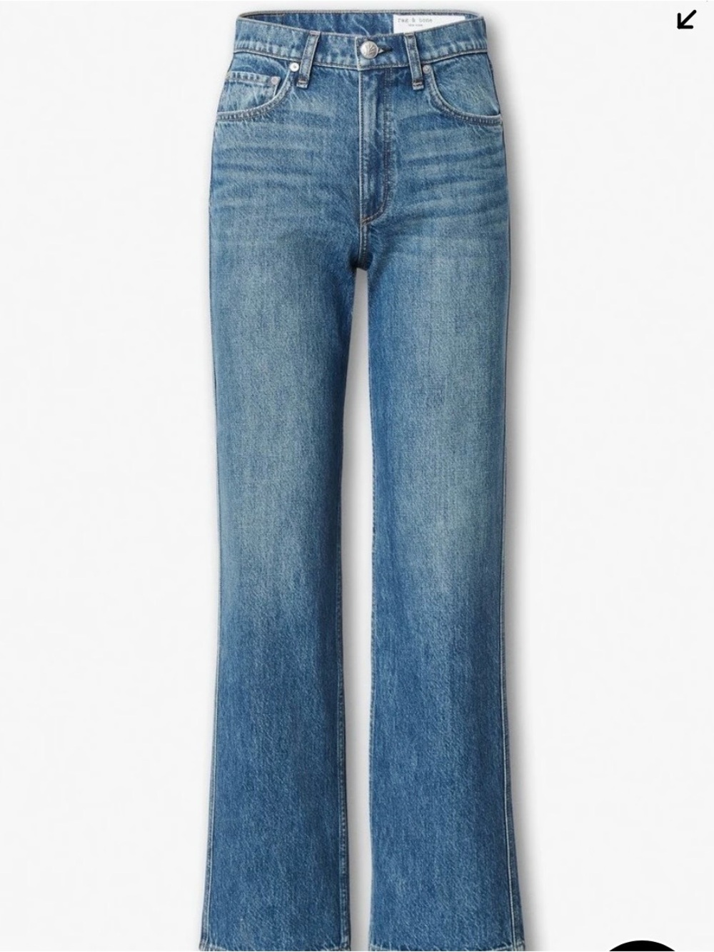 rag & bone Mid-Blue High-Rise Wide-Leg Jeans